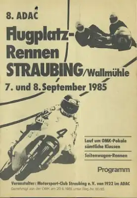 Programm 8. Flugplatzrennen Straubing 7./8.9.1985