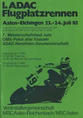 Programm 1. Flugplatzrennen Aalen-Elchingen 23./24.7.1983