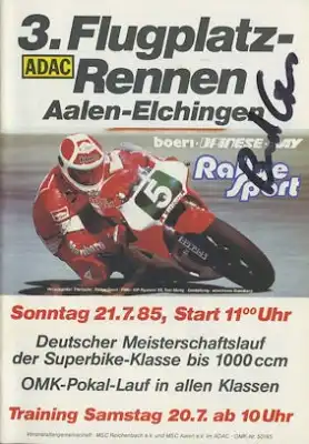 Programm 3. Flugplatzrennen Aalen-Elchingen 20./21.7.1985