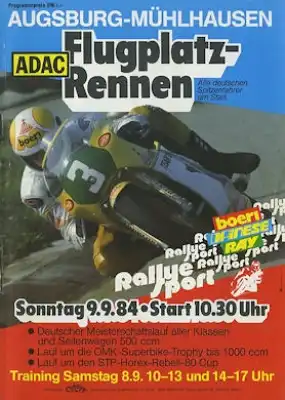 Programm Flugplatzrennen Augsburg-Mühlhausen 9.9.1984