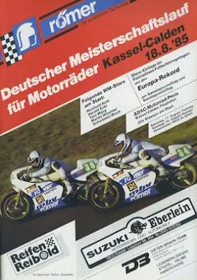 Programm 6. Flugplatzrennen Kassel-Calden 18.8.1985