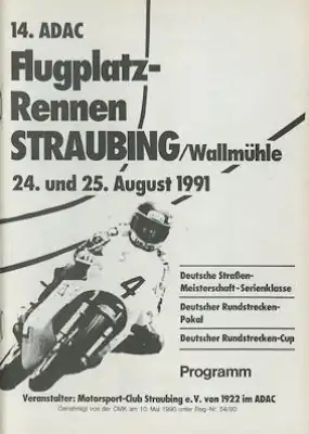 Programm 14. Flugplatzrennen Straubing 24./25.8.1991