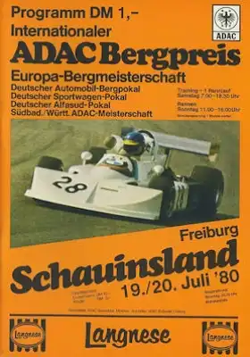 Programm Freiburg Schauinsland-Rennen 19./20.7.1980