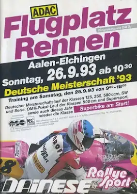 Programm Flugplatzrennen Aalen-Elchingen 25./26.9.1993