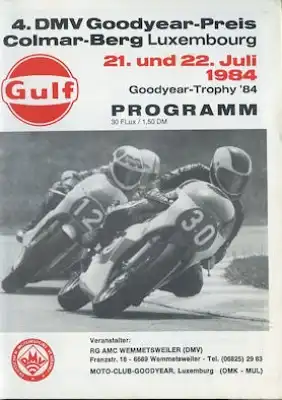 Programm 4. DMV Bergrennen Colmar/LUX 21./22.7.1984