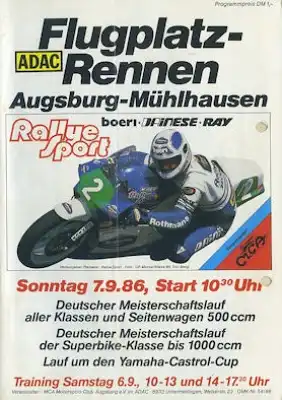 Programm Flugplatzrennen Augsburg-Mühlhausen 7.9.1986