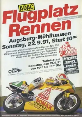 Programm Flugplatzrennen Augsburg-Mühlhausen 22.9.1991