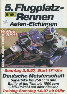 Programm 5. Flugplatzrennen Aalen-Elchingen 1./2.8.1987