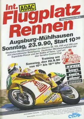 Programm Flugplatzrennen Augsburg-Mühlhausen 23.9.1990