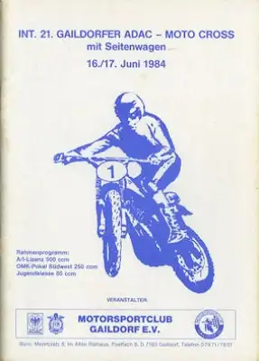 Programm Gaildorfer Moto-Cross 16.6.1984