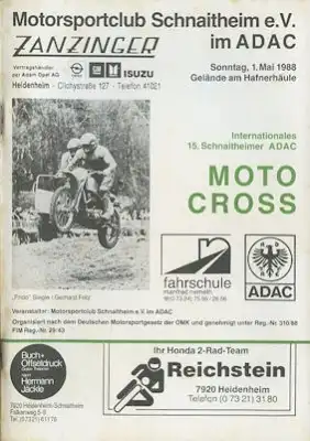 Programm Schnaitheim Moto-Cross 1.5.1988