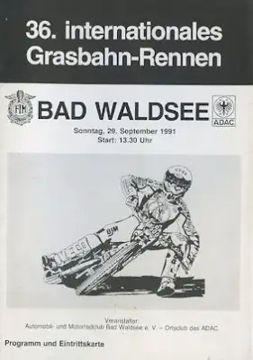 Programm Bad Waldsee Grasbahn-Rennen 29.9.1991