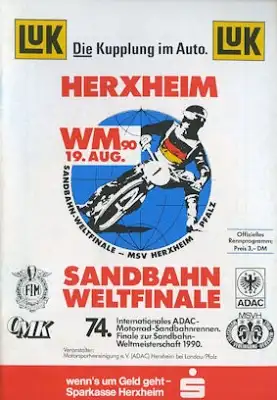 Programm Herxheim Sandbahnrennen 19.8.1990