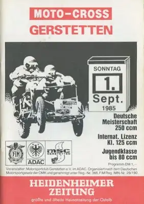 Programm Gerstetten Moto-Cross 1.9.1985