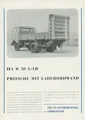 IFA W 50 L/LB Pritsche mit Ladbordwand Prospekt 1969