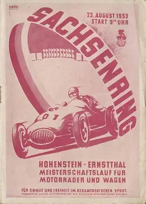 Programm Sachsenringrennen 23.8.1953