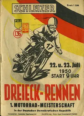 Programm 17. Schleizer Dreieck-Rennen 22.-23.7.1950