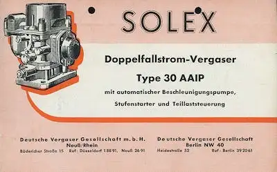 Solex Vergaser Typ 30 AAIP 1950er Jahre