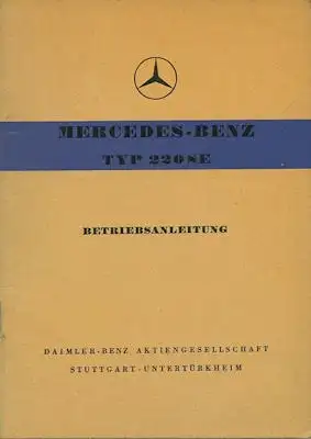 Mercedes-Benz 220 SE Bedienungsanleitung 1958/59