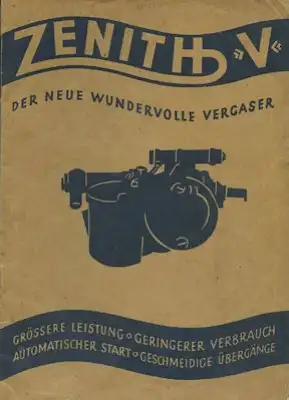 Zenith Vergaser Typ V 1930er Jahre