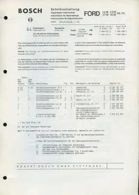 Ford 12-20M Bosch Entstöranleitung 7.1970