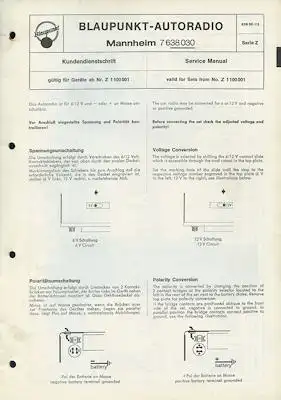 Autoradio Blaupunkt Ordner ca. 1970