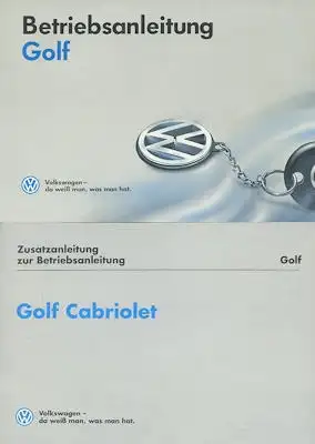 VW Golf 3 Cabriolet Bedienungsanleitung 7.1994