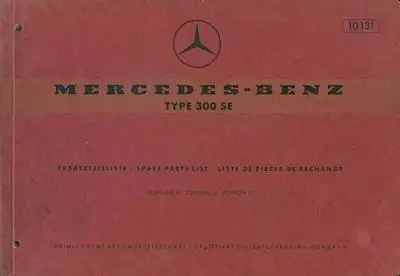 Mercedes-Benz 300 SE Ersatzteilliste 6.1967