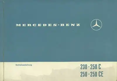 Mercedes-Benz 230 250 250C 250CE Bedienungsanleitung 2.1969