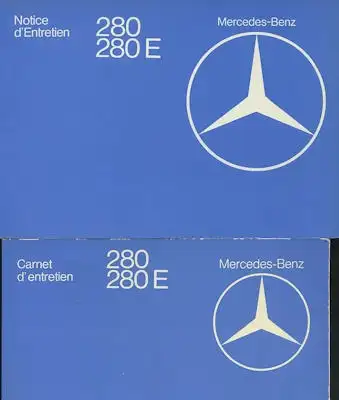 Mercedes-Benz 280 280E Notice d`Entretien 1976