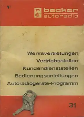 Autoradio Becker Bedienungsanleitung ca. 1970