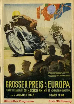 Programm Int. Sachsenringrennen 7.8.1938