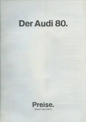 Audi 80 Preisliste 4.1975