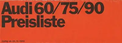 Audi 60 / 75 / 90 Preisliste 12.1969