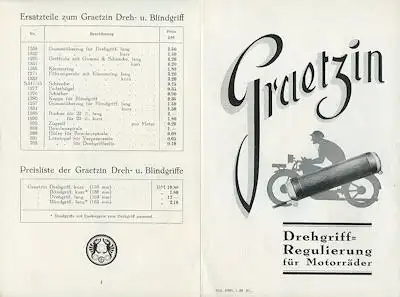 Graetzin Drehgriff Regulierung Prospekt 1930