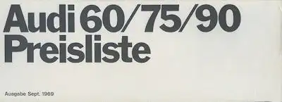 Audi 60 / 75 / 90 Preisliste 9.1969