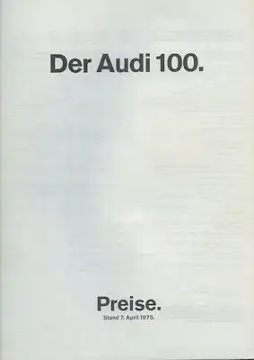Audi 100 Preisliste 4.1975