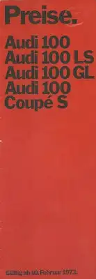 Audi 100 / Coupé Preisliste 2.1973