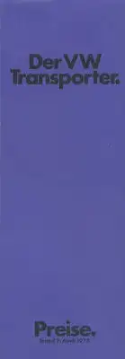 VW T 2 Transporter Preisliste 4.1975