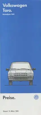 VW Taro Preisliste 11.3.1991
