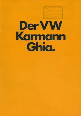 VW Karmann Ghia Prospekt 8.1972