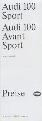 Audi 100 C 3 Sport / Avant Sport Preisliste 1991