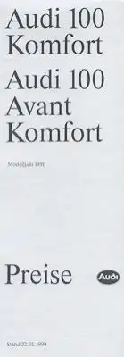 Audi 100 C 3 Komfort Preisliste 22.1.1990