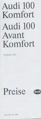 Audi 100 C 3 Komfort / Avant Komfort Preisliste 1991