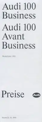Audi 100 C 3 Business / Avant Business Preisliste 1991
