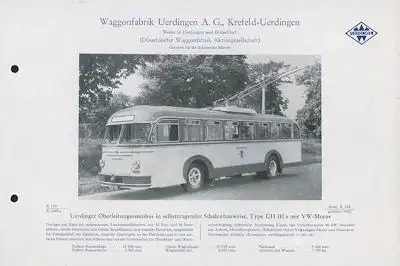 Waggonfabrik Uerdingen Oberleitungs-Omnibus Prospekt 1952