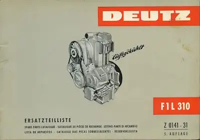 Deutz Motor F1L 310 Ersatzteilliste 9.1963