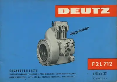 Deutz Motor F2L 712 Ersatzteilliste 8.1962
