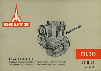 Deutz Motor F2L 310 Ersatzteilliste 5.1965