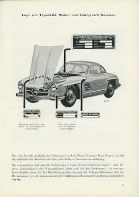 Mercedes-Benz 300 SL Bedienungsanleitung 3.1956